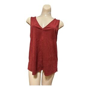 Sanctuary Faux Suede Elegant Red Sleeveless Top, Super Soft, Sz Large